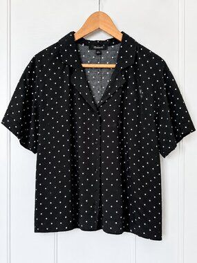 Madewell Resort Shirt in Textured Dot Black Size M